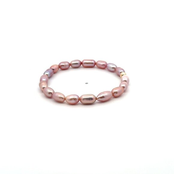 Natural Freshwater Rice Pearl Purple 18K Gold Bar Faceted Charm Bead - Picture 5 of 6